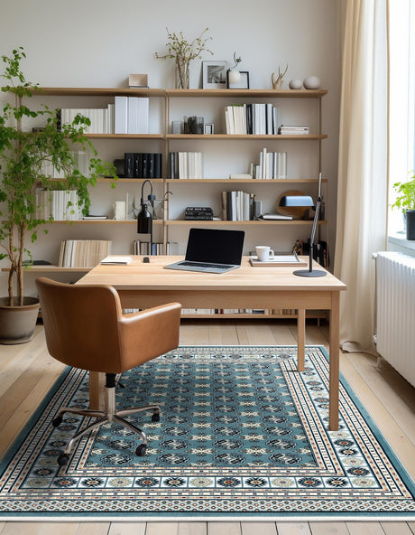 Aegean Blue 7' 10 x 10' Narenj Rectangle Area Rug 85% Polypropylene & 15% Polyester Traditional Classic Carpet for Living, Dining, Bedrooms, Office for Sale at Rug Engine