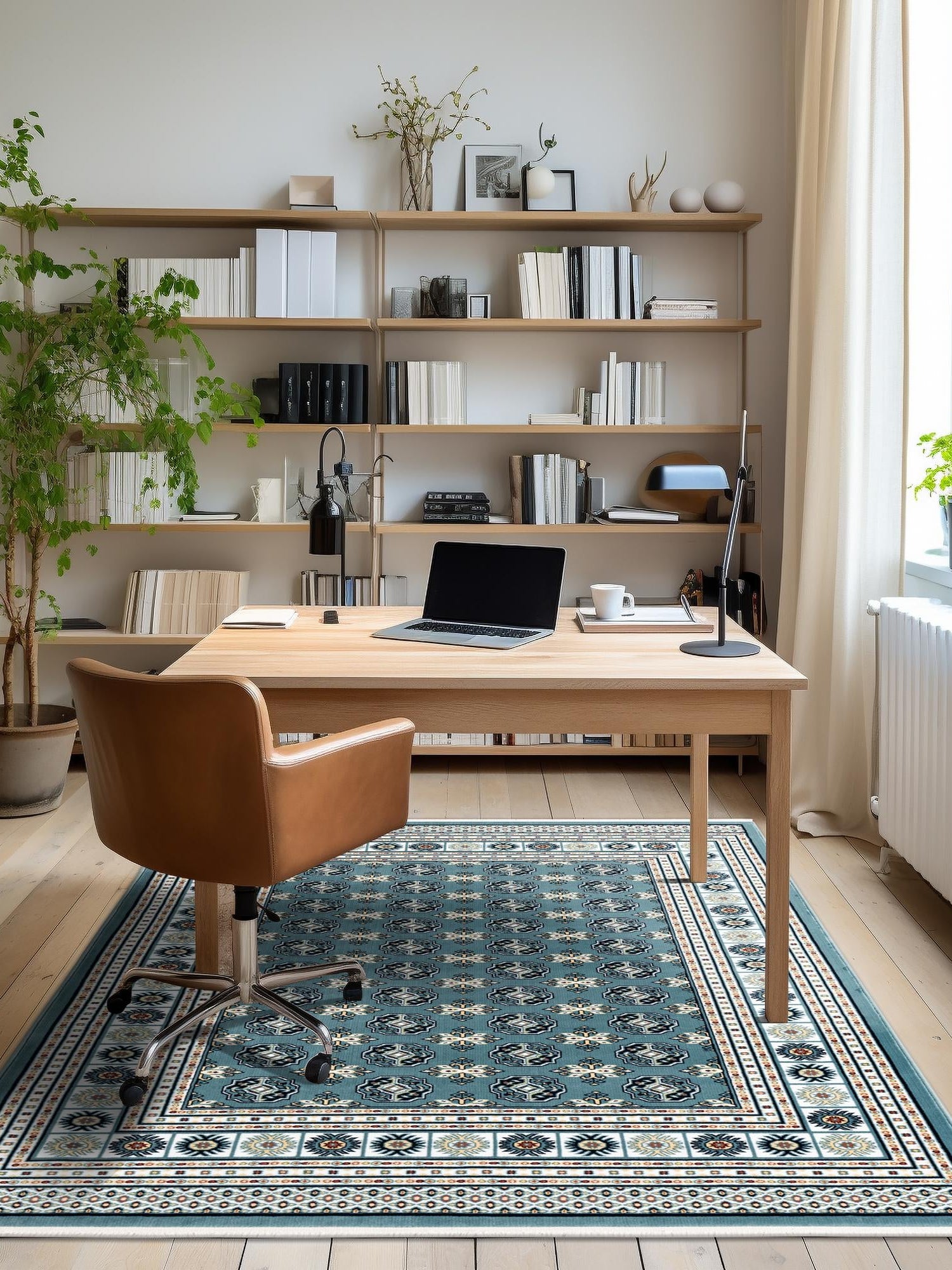 Aegean Blue 5' 3 x 8' Narenj Rectangle Area Rug 85% Polypropylene & 15% Polyester Traditional Classic Carpet for Living, Dining, Bedrooms, Office for Sale at Rug Engine