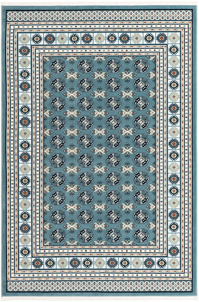 Aegean Blue 5' 3 x 8' Narenj Rectangle Area Rug 85% Polypropylene & 15% Polyester Traditional Classic Carpet for Living, Dining, Bedrooms, Office for Sale at Rug Engine