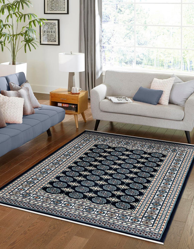 Midnight Blue 5' 3 x 8' Narenj Rectangle Area Rug 85% Polypropylene & 15% Polyester Traditional Classic Carpet for Living, Dining, Bedrooms, Office for Sale at Rug Engine