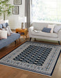Midnight Blue 5' 3 x 8' Narenj Rectangle Area Rug 85% Polypropylene & 15% Polyester Traditional Classic Carpet for Living, Dining, Bedrooms, Office for Sale at Rug Engine