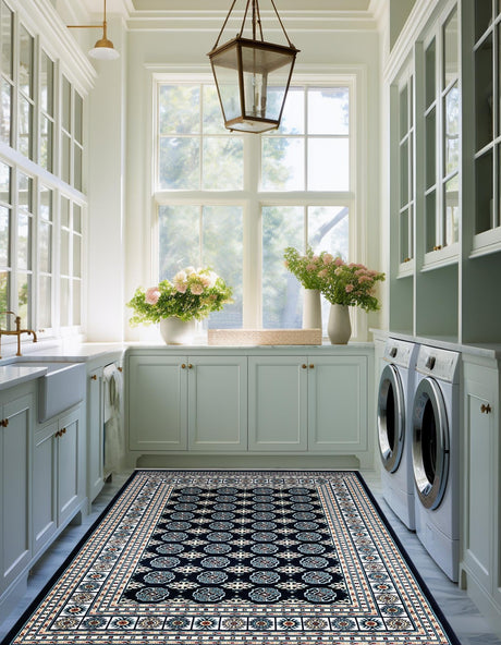 Midnight Blue 7' 10 x 10' Narenj Rectangle Area Rug 85% Polypropylene & 15% Polyester Traditional Classic Carpet for Living, Dining, Bedrooms, Office for Sale at Rug Engine