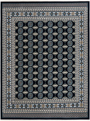 Midnight Blue 7' 10 x 10' Narenj Rectangle Area Rug 85% Polypropylene & 15% Polyester Traditional Classic Carpet for Living, Dining, Bedrooms, Office for Sale at Rug Engine