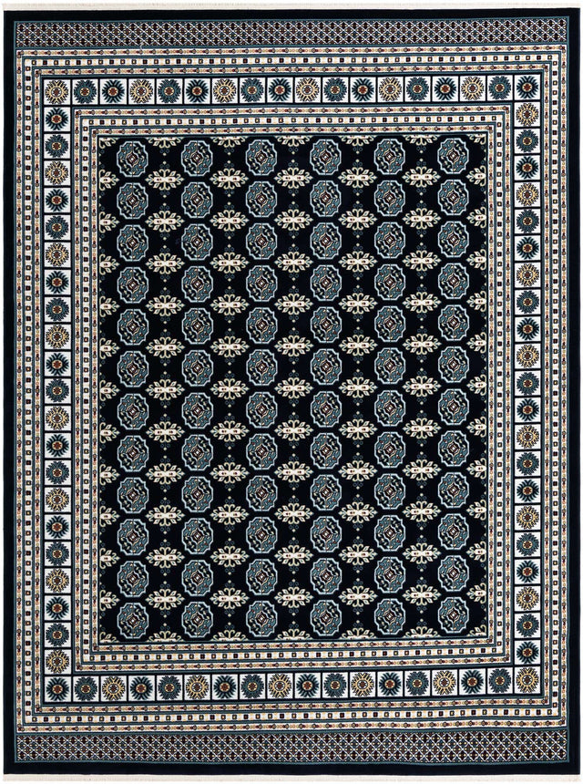 Midnight Blue 7' 10 x 10' Narenj Rectangle Area Rug 85% Polypropylene & 15% Polyester Traditional Classic Carpet for Living, Dining, Bedrooms, Office for Sale at Rug Engine