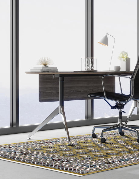 Olive Green 7' 10 x 10' Narenj Rectangle Area Rug 85% Polypropylene & 15% Polyester Traditional Classic Carpet for Living, Dining, Bedrooms, Office for Sale at Rug Engine