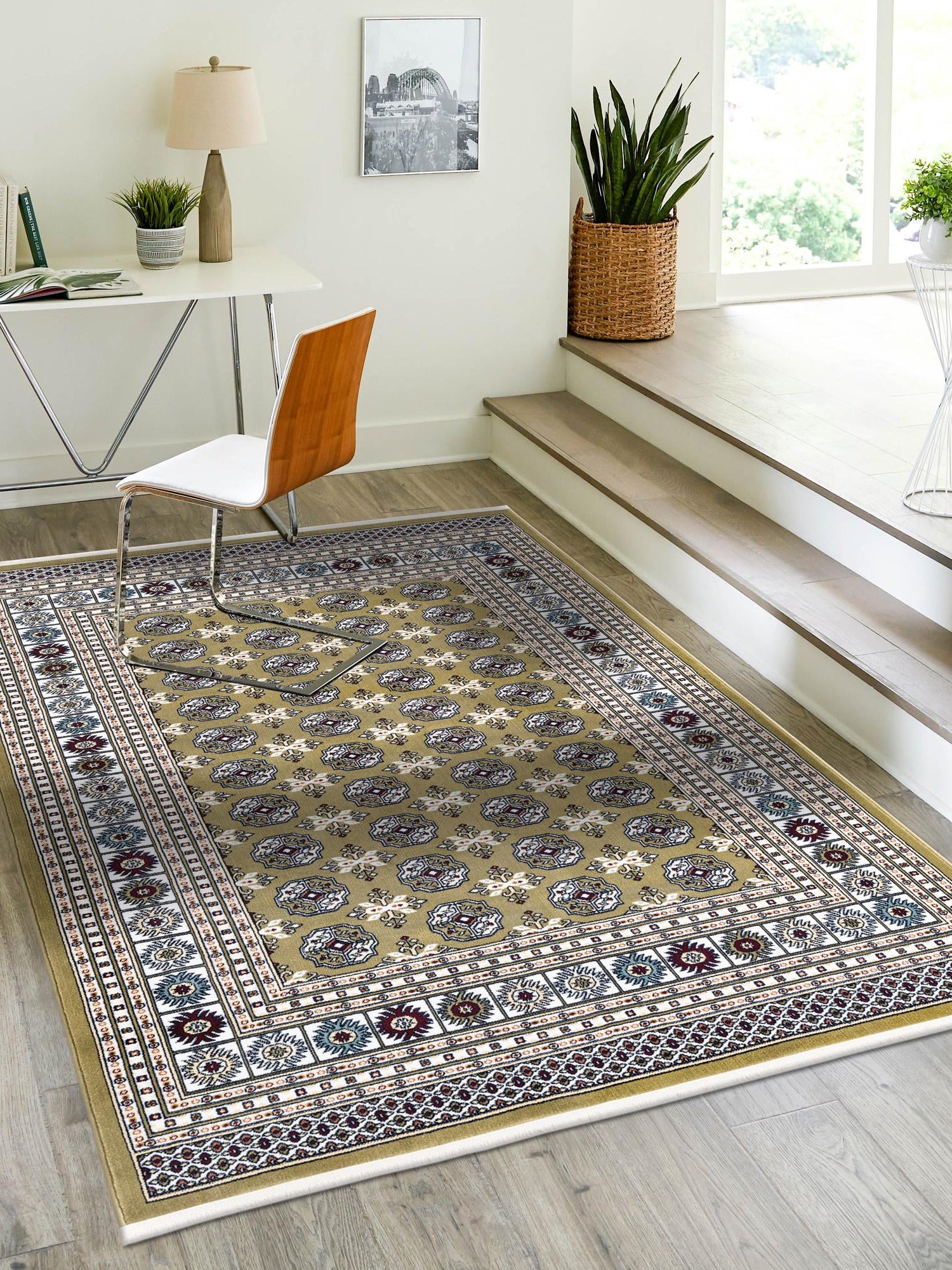 Olive Green 7' 10 x 10' Narenj Rectangle Area Rug 85% Polypropylene & 15% Polyester Traditional Classic Carpet for Living, Dining, Bedrooms, Office for Sale at Rug Engine