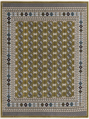 Olive Green 7' 10 x 10' Narenj Rectangle Area Rug 85% Polypropylene & 15% Polyester Traditional Classic Carpet for Living, Dining, Bedrooms, Office for Sale at Rug Engine