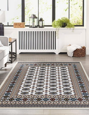 Beige and Cream 4' 1 x 6' 1 Narenj Rectangle Area Rug 85% Polypropylene & 15% Polyester Traditional Classic Carpet for Living, Dining, Bedrooms, Office for Sale at Rug Engine