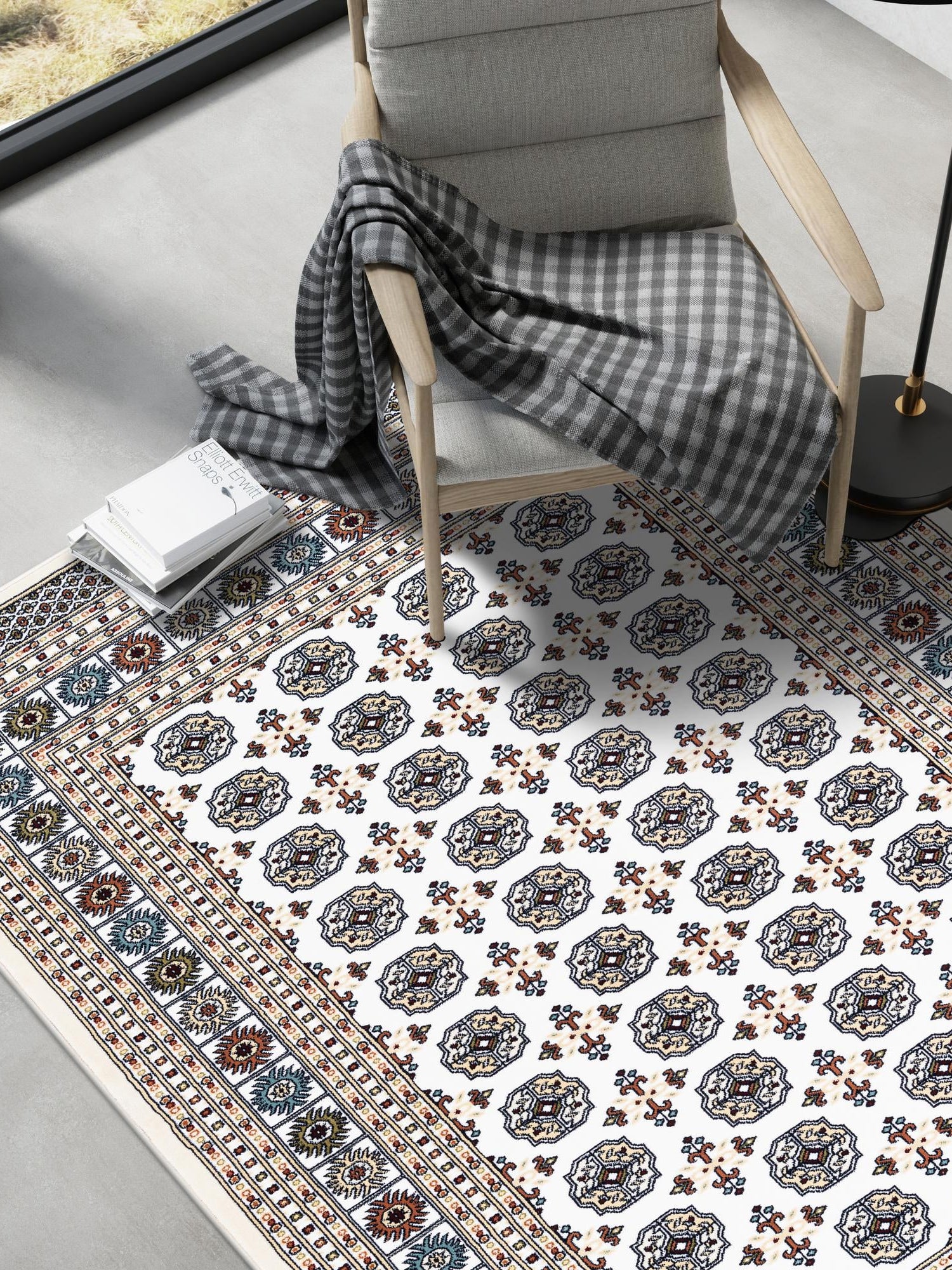 Beige and Cream 5' 3 x 8' Narenj Rectangle Area Rug 85% Polypropylene & 15% Polyester Traditional Classic Carpet for Living, Dining, Bedrooms, Office for Sale at Rug Engine