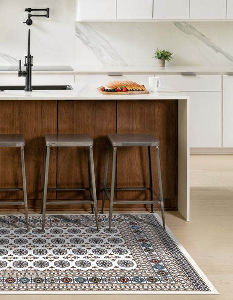 Beige and Cream 7' 10 x 10' Narenj Rectangle Area Rug 85% Polypropylene & 15% Polyester Traditional Classic Carpet for Living, Dining, Bedrooms, Office for Sale at Rug Engine