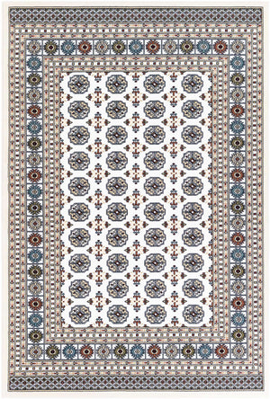 Beige and Cream 5' 3 x 8' Narenj Rectangle Area Rug 85% Polypropylene & 15% Polyester Traditional Classic Carpet for Living, Dining, Bedrooms, Office for Sale at Rug Engine