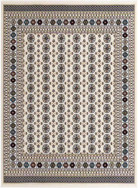Beige and Cream 7' 10 x 10' Narenj Rectangle Area Rug 85% Polypropylene & 15% Polyester Traditional Classic Carpet for Living, Dining, Bedrooms, Office for Sale at Rug Engine