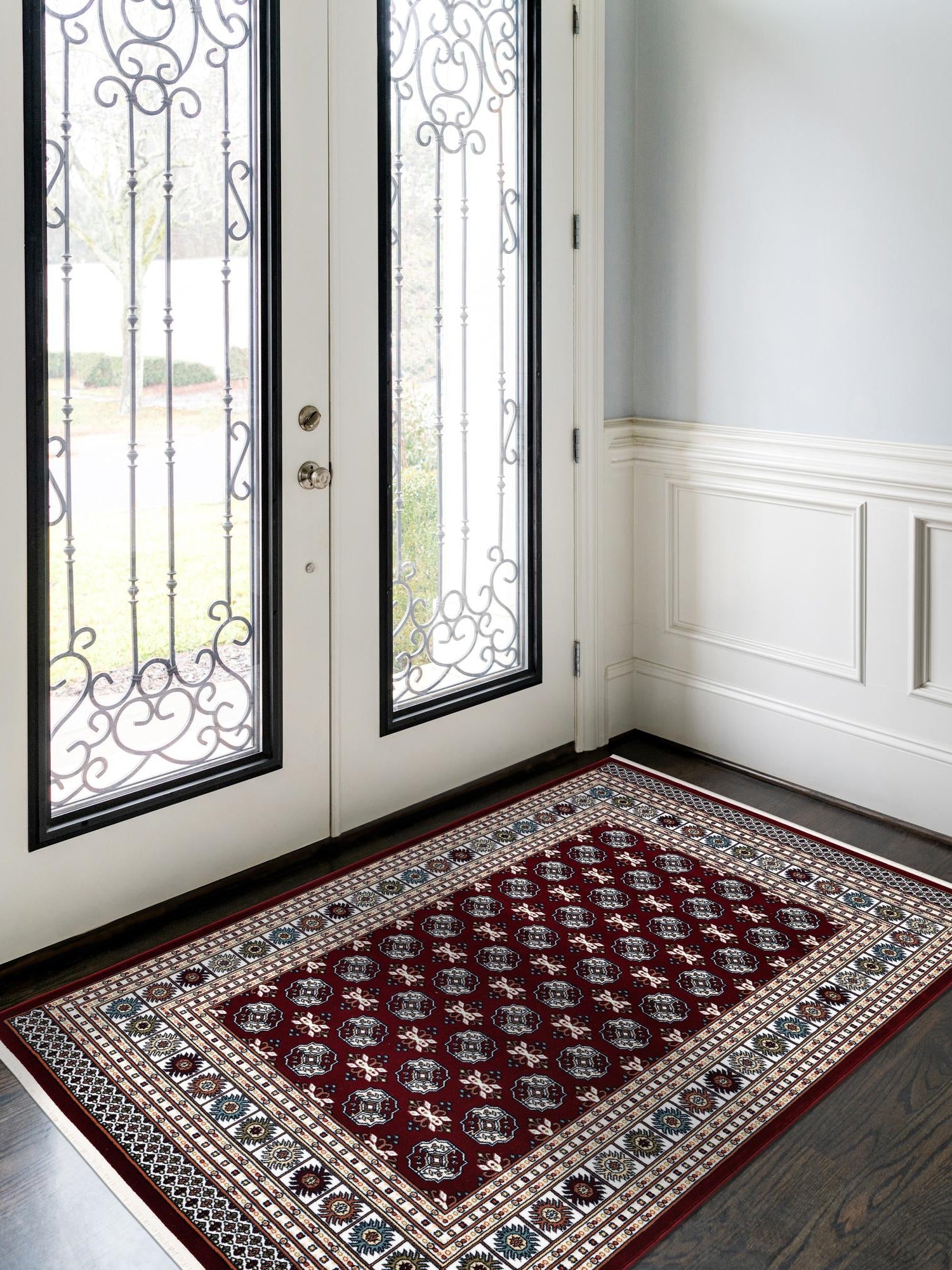 Burgundy Red 4' 1 x 6' 1 Narenj Rectangle Area Rug 85% Polypropylene & 15% Polyester Traditional Classic Carpet for Living, Dining, Bedrooms, Office for Sale at Rug Engine