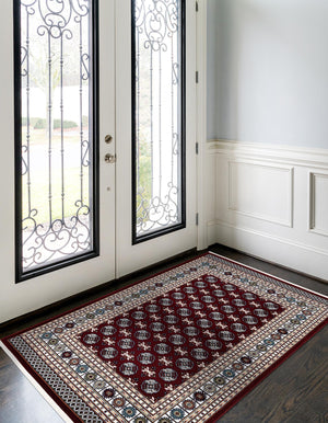 Burgundy Red 4' 1 x 6' 1 Narenj Rectangle Area Rug 85% Polypropylene & 15% Polyester Traditional Classic Carpet for Living, Dining, Bedrooms, Office for Sale at Rug Engine