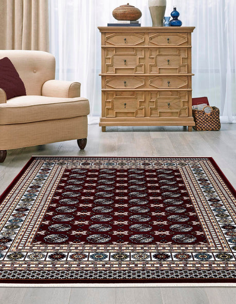 Burgundy Red 4' 1 x 6' 1 Narenj Rectangle Area Rug 85% Polypropylene & 15% Polyester Traditional Classic Carpet for Living, Dining, Bedrooms, Office for Sale at Rug Engine