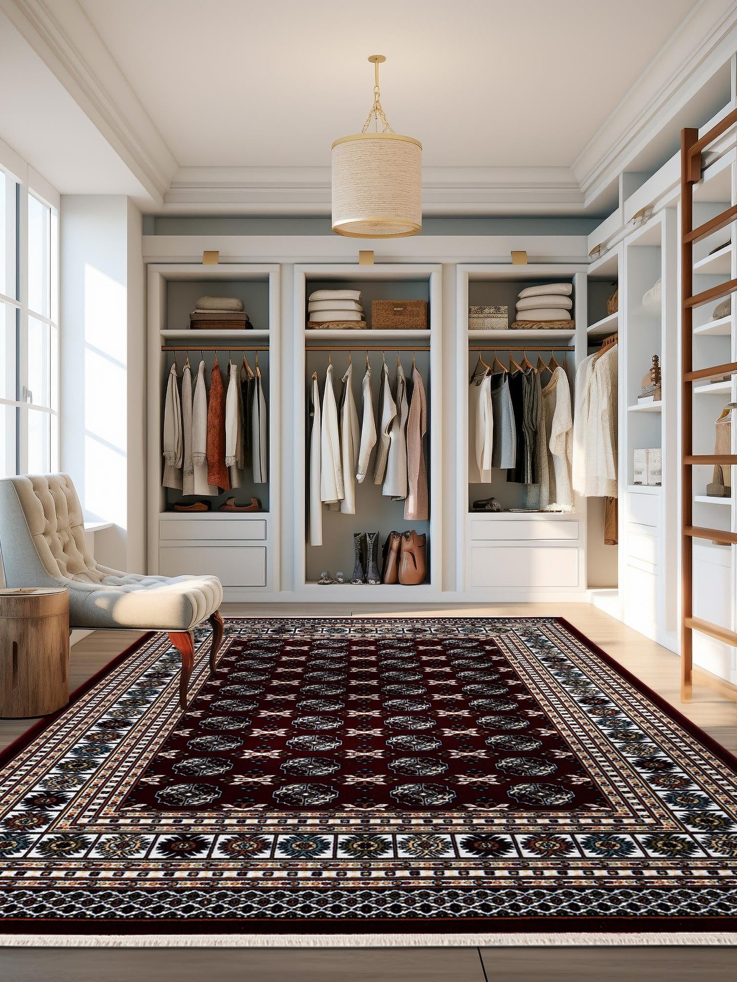 Burgundy Red 4' 1 x 6' 1 Narenj Rectangle Area Rug 85% Polypropylene & 15% Polyester Traditional Classic Carpet for Living, Dining, Bedrooms, Office for Sale at Rug Engine