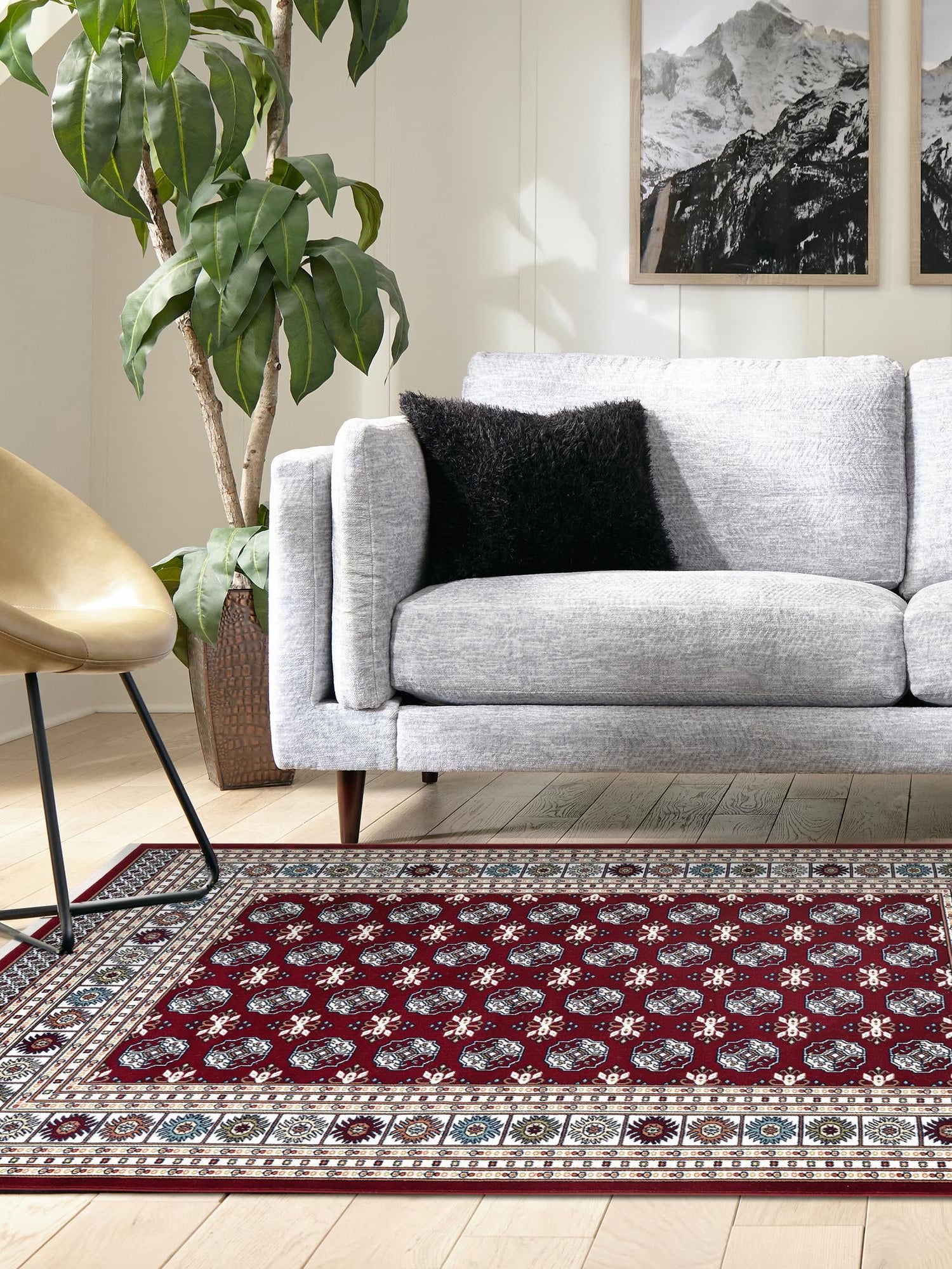 Burgundy Red 5' 3 x 8' Narenj Rectangle Area Rug 85% Polypropylene & 15% Polyester Traditional Classic Carpet for Living, Dining, Bedrooms, Office for Sale at Rug Engine