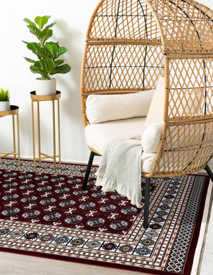 Burgundy Red 4' 1 x 6' 1 Narenj Rectangle Area Rug 85% Polypropylene & 15% Polyester Traditional Classic Carpet for Living, Dining, Bedrooms, Office for Sale at Rug Engine