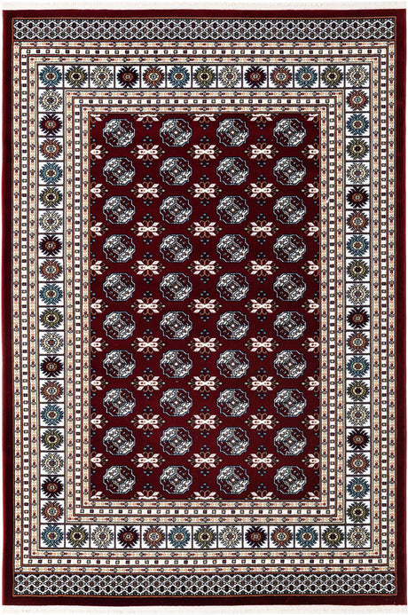 Burgundy Red 5' 3 x 8' Narenj Rectangle Area Rug 85% Polypropylene & 15% Polyester Traditional Classic Carpet for Living, Dining, Bedrooms, Office for Sale at Rug Engine