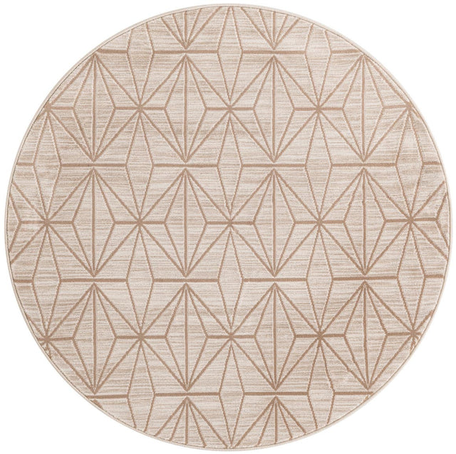 Beige 4' 1 x 4' 1 Jill Zarin Uptown Round Area Rug 70% Polypropylene & 30% Polyester  Contemporary Carpet for Living, Dining, Office, Bedroom for Sale at Rug Engine