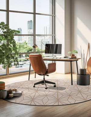 Beige 7' 10 x 7' 10 Jill Zarin Uptown Round Area Rug 70% Polypropylene & 30% Polyester  Contemporary Carpet for Living, Dining, Office, Bedroom for Sale at Rug Engine