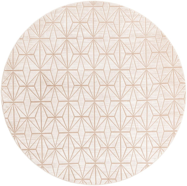 Beige 7' 10 x 7' 10 Jill Zarin Uptown Round Area Rug 70% Polypropylene & 30% Polyester  Contemporary Carpet for Living, Dining, Office, Bedroom for Sale at Rug Engine