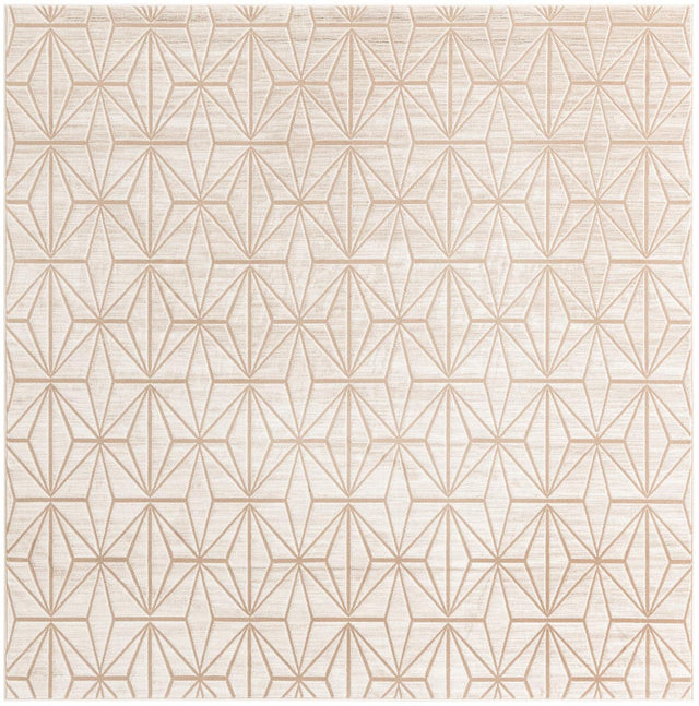 Beige 7' 10 x 7' 10 Jill Zarin Uptown Square Area Rug 70% Polypropylene & 30% Polyester  Contemporary Carpet for Living, Dining, Office, Bedroom for Sale at Rug Engine