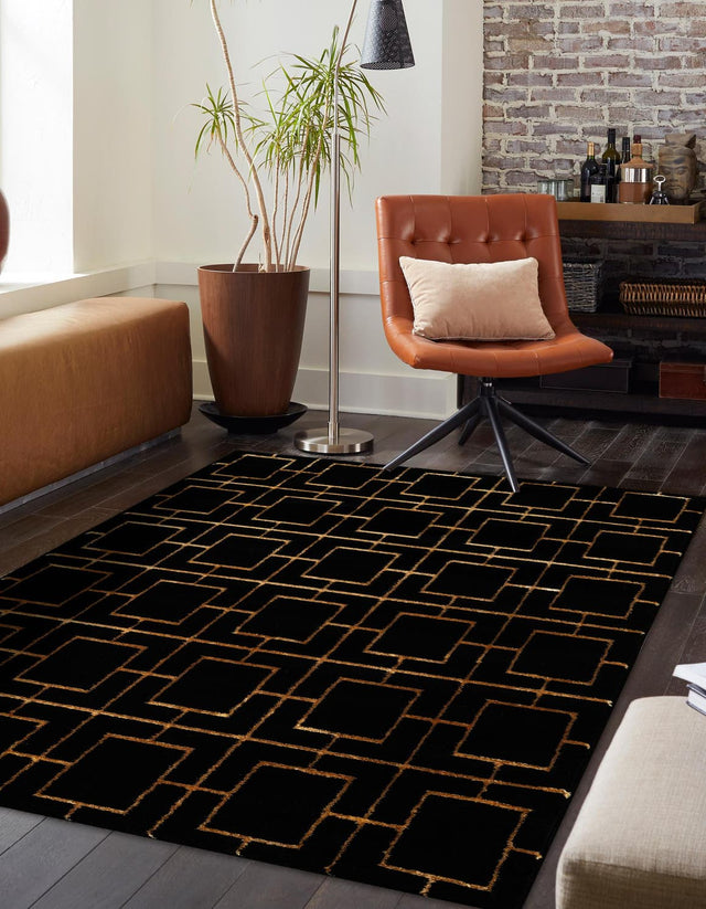 Black and Gold 5' 3 x 8' Marilyn Monroe Glam Rectangle Area Rug 70% Polypropylene & 30% Polyester Vivid Geometric Modern Carpet for Interior Home Decor for Sale at Rug Engine