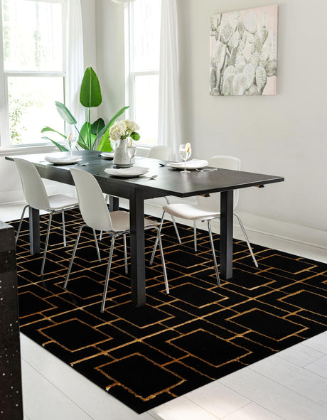 Black and Gold 5' 3 x 8' Marilyn Monroe Glam Rectangle Area Rug 70% Polypropylene & 30% Polyester Vivid Geometric Modern Carpet for Interior Home Decor for Sale at Rug Engine