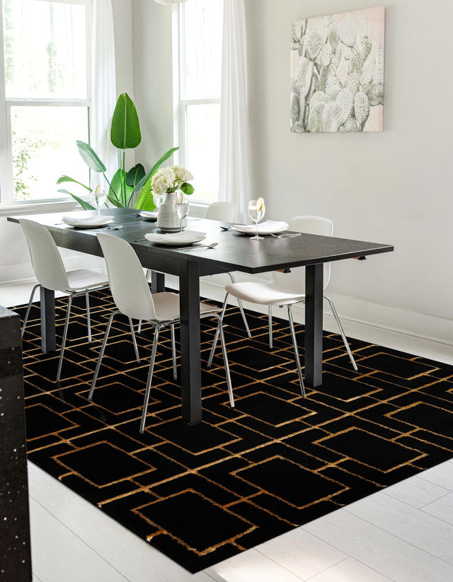Black and Gold 5' 3 x 8' Marilyn Monroe Glam Rectangle Area Rug 70% Polypropylene & 30% Polyester Vivid Geometric Modern Carpet for Interior Home Decor for Sale at Rug Engine