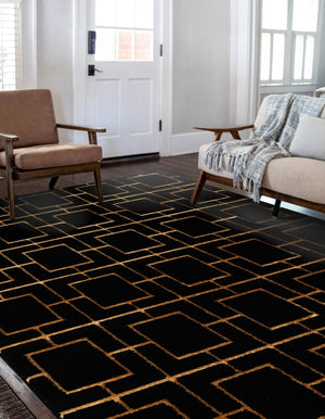 Black and Gold 5' 3 x 8' Marilyn Monroe Glam Rectangle Area Rug 70% Polypropylene & 30% Polyester Vivid Geometric Modern Carpet for Interior Home Decor for Sale at Rug Engine