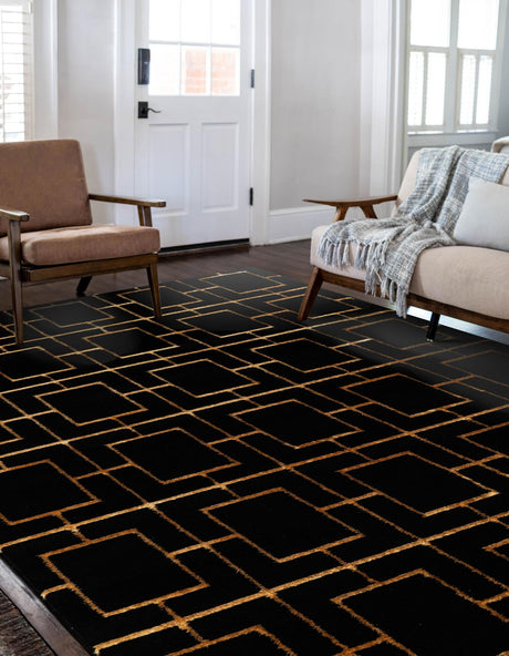 Black and Gold 5' 3 x 8' Marilyn Monroe Glam Rectangle Area Rug 70% Polypropylene & 30% Polyester Vivid Geometric Modern Carpet for Interior Home Decor for Sale at Rug Engine