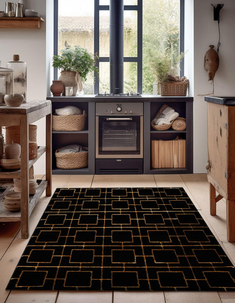 Black and Gold 5' 3 x 8' Marilyn Monroe Glam Rectangle Area Rug 70% Polypropylene & 30% Polyester Vivid Geometric Modern Carpet for Interior Home Decor for Sale at Rug Engine