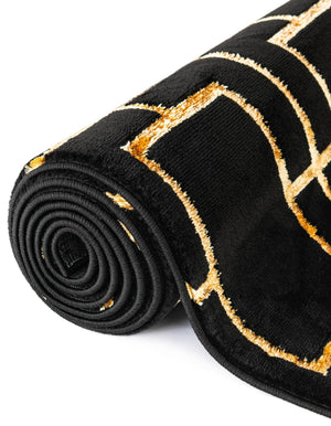 Black and Gold 7' 10 x 7' 10 Marilyn Monroe Glam Square Area Rug 70% Polypropylene & 30% Polyester Vivid Geometric Modern Carpet for Interior Home Decor for Sale at Rug Engine