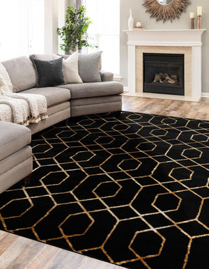 Black and Gold 7' 10 x 10' Marilyn Monroe Glam Rectangle Area Rug 70% Polypropylene & 30% Polyester Vivid Geometric Modern Carpet for Interior Home Decor for Sale at Rug Engine