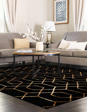 Black and Gold 7' 10 x 10' Marilyn Monroe Glam Rectangle Area Rug 70% Polypropylene & 30% Polyester Vivid Geometric Modern Carpet for Interior Home Decor for Sale at Rug Engine
