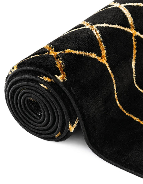 Black and Gold 7' 10 x 7' 10 Marilyn Monroe Glam Square Area Rug 70% Polypropylene & 30% Polyester Vivid Geometric Modern Carpet for Interior Home Decor for Sale at Rug Engine