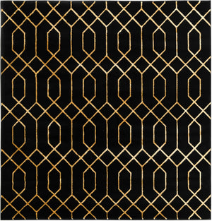 Black and Gold 7' 10 x 7' 10 Marilyn Monroe Glam Square Area Rug 70% Polypropylene & 30% Polyester Vivid Geometric Modern Carpet for Interior Home Decor for Sale at Rug Engine