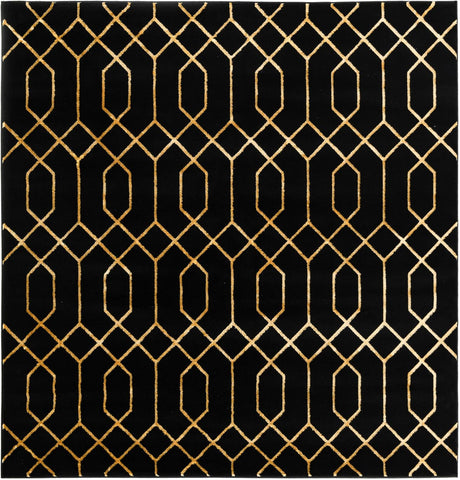 Black and Gold 7' 10 x 7' 10 Marilyn Monroe Glam Square Area Rug 70% Polypropylene & 30% Polyester Vivid Geometric Modern Carpet for Interior Home Decor for Sale at Rug Engine