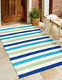 Blue and Green 4' 1 x 6' 1 Vista Breeze Outdoor Rectangle Area Rug Weather Resistant for Patio, Deck, Terrace, Balcony, Porch Colorful Vivid Modern Outside Carpet for Sale at Rug Engine