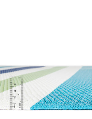 Blue and Green 2' x 6' 1 Vista Breeze Outdoor Runner Area Rug Weather Resistant for Patio, Deck, Terrace, Balcony, Porch Colorful Vivid Modern Outside Carpet for Sale at Rug Engine