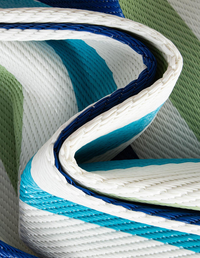 Blue and Green 2' x 6' 1 Vista Breeze Outdoor Runner Area Rug Weather Resistant for Patio, Deck, Terrace, Balcony, Porch Colorful Vivid Modern Outside Carpet for Sale at Rug Engine