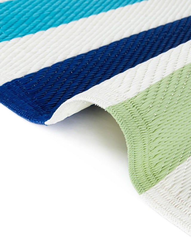 Blue and Green 2' x 6' 1 Vista Breeze Outdoor Runner Area Rug Weather Resistant for Patio, Deck, Terrace, Balcony, Porch Colorful Vivid Modern Outside Carpet for Sale at Rug Engine