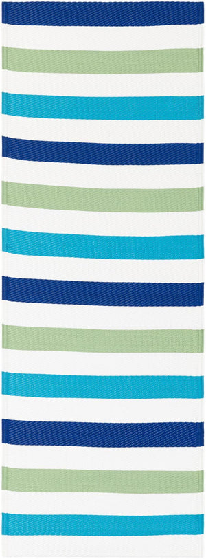 Blue and Green 2' x 6' 1 Vista Breeze Outdoor Runner Area Rug Weather Resistant for Patio, Deck, Terrace, Balcony, Porch Colorful Vivid Modern Outside Carpet for Sale at Rug Engine