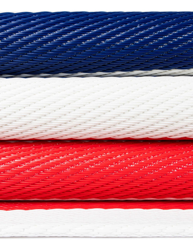 Navy Bue and Red 2' x 6' 1 Vista Breeze Outdoor Runner Area Rug Weather Resistant for Patio, Deck, Terrace, Balcony, Porch Colorful Vivid Modern Outside Carpet for Sale at Rug Engine