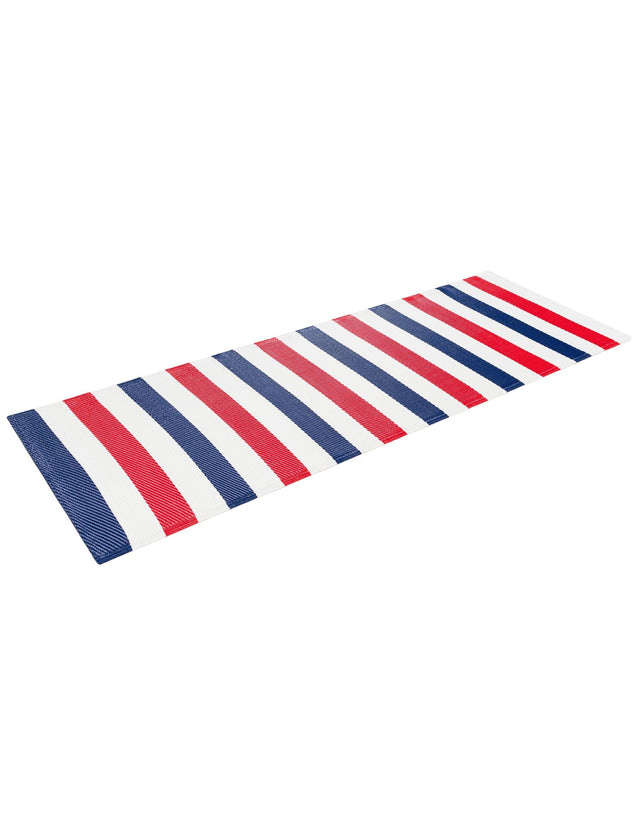 Navy Bue and Red 2' x 6' 1 Vista Breeze Outdoor Runner Area Rug Weather Resistant for Patio, Deck, Terrace, Balcony, Porch Colorful Vivid Modern Outside Carpet for Sale at Rug Engine