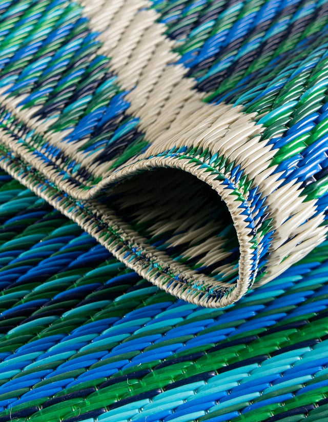 Blue 2' x 6' 1 Vista Breeze Outdoor Runner Area Rug Weather Resistant for Patio, Deck, Terrace, Balcony, Porch Colorful Vivid Modern Outside Carpet for Sale at Rug Engine