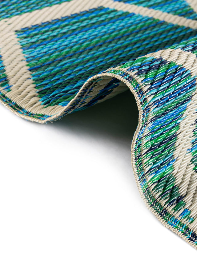 Blue 2' x 6' 1 Vista Breeze Outdoor Runner Area Rug Weather Resistant for Patio, Deck, Terrace, Balcony, Porch Colorful Vivid Modern Outside Carpet for Sale at Rug Engine