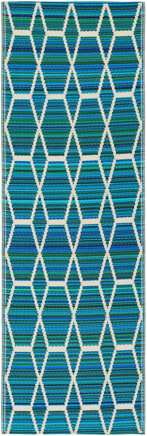 Blue 2' x 6' 1 Vista Breeze Outdoor Runner Area Rug Weather Resistant for Patio, Deck, Terrace, Balcony, Porch Colorful Vivid Modern Outside Carpet for Sale at Rug Engine