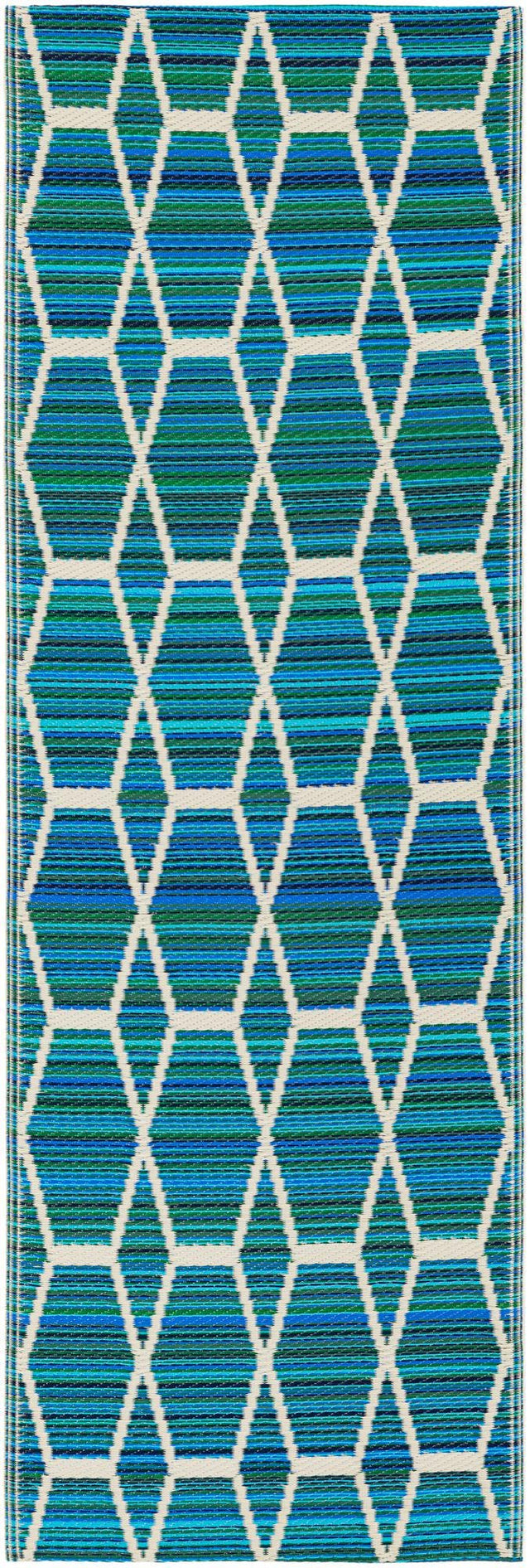 Blue 2' x 6' 1 Vista Breeze Outdoor Runner Area Rug Weather Resistant for Patio, Deck, Terrace, Balcony, Porch Colorful Vivid Modern Outside Carpet for Sale at Rug Engine